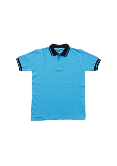 Lacivert Yakalı Turkuaz Kısa Kol Düz Renk 6-17 Yaş Çocuk Okul Lakos Tişört Polo Yaka T-shirt Turkuaz