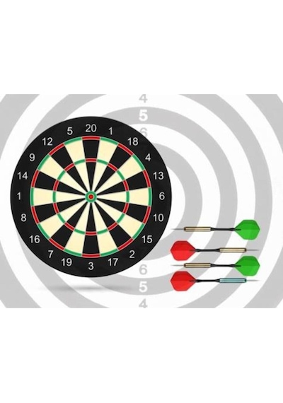 Çift Taraflı Dart Pano Ve 4 Adet Dart Oku Oyun Seti 28.5 Cm