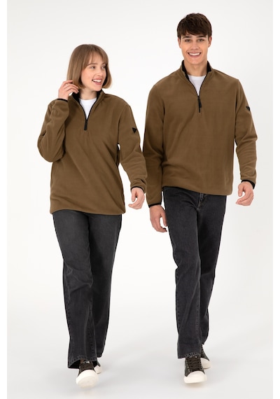 U.S. Polo Assn. Erkek Yarım Fermuarlı Haki Basic Polar Sweatshirt 50298085-VR027 U.S. Polo Assn. Erkek Yarım Fermuarlı Haki Basic Polar Sweatshirt 50298085-VR027