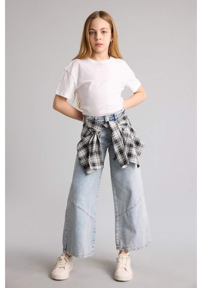 Defacto Wıde Leg Geniş Paça Jean Pantolon Kız Çocuk H0699a826spnm29 Yeşil-nm29