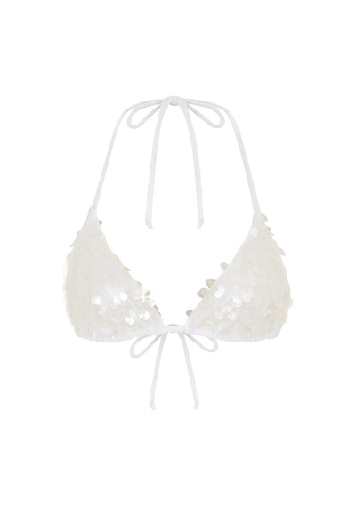 Oceanus Işıltılı Bikini Üstü Beyaz
