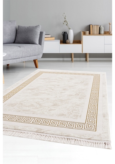 Efsun Krem Gold Modern Salon Ve Oturma Odası Halısı Krem