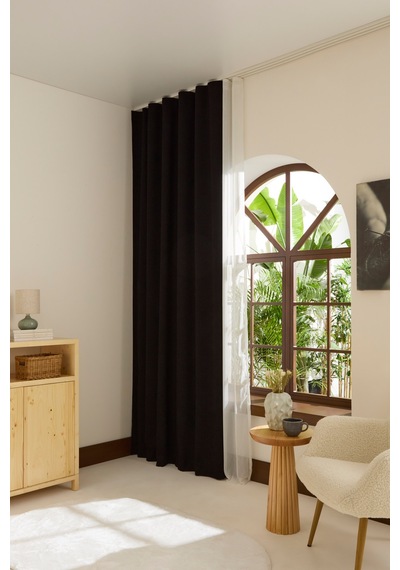 Kaşmir Home Holly Ada Fon Perde Koyu Siyah 150x270 Cm Siyah