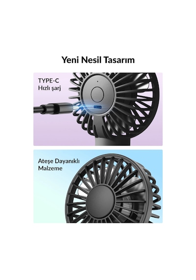 Warmco K31 Su Püskürtmeli Şarjlı El Vantilatörü Taşınabilir Masaüstü Standlı 3 Kademeli Serinletici Mini Soğutucu Fan Pembe