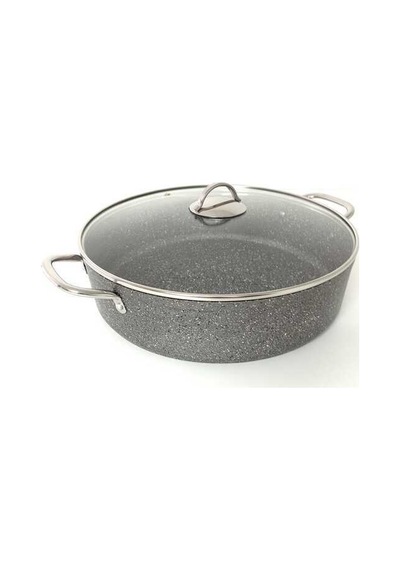 Oms Collection 2 Parça Biogranit 40x9,5 Cm - 10,5 Litre Basık Tencere 3312 - Gri Gri