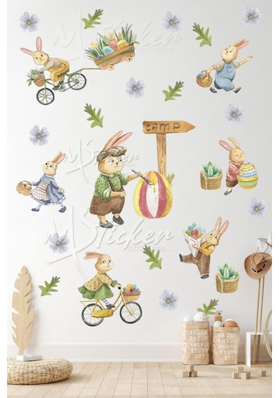 MSticker Safari Hayvanları Eğici Ve Eğlenceli Sticker Seti, Duvar Kağıdı Görünümlü Safari Sticker Cam Duvar