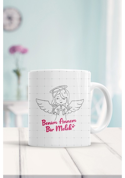 Benim Annem Bir Melek Baskılı Kupa Bardak Beyaz