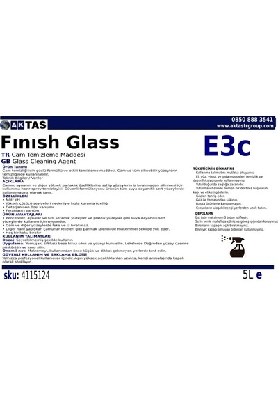 Fınısh Glass E3C Cam Temizleme Maddesi 5 N11.3106