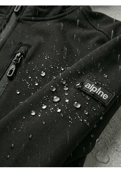 Alpine Frstedt Outdoor Kapşonlu Shoftshell Ünisex Jacket Koyu Siyah