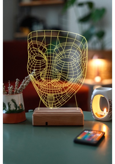 V For Vendetta Maske 16 Renk Kumandalı 3d Gece Lambası