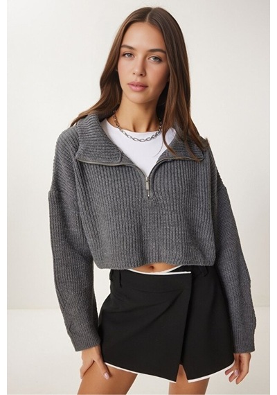 Cloudy Kids Kadın Oversize Fermuarlı Crop Triko Kazak Günlük Kullanım Mevsimlik Antrasit - 607293446 Antrasit Cloudy Kids Kadın Oversize Fermuarlı Crop Triko Kazak Günlük Kullanım Mevsimlik Antrasit - 607293446 Antrasit