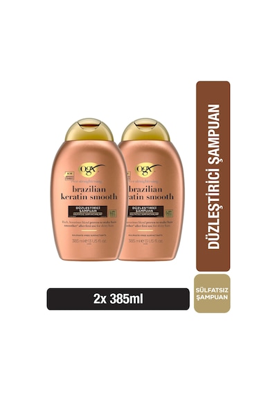 OGX Brazilian Keratin Smooth Düzleştirici Sülfatsız Şampuan 385 ml x2