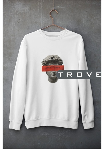 Startmore Unısex Kadın Erkek Securıty Seal Suçlu Mitoloji Uzun Kollu %100 Pamuk Sweatshirt Beyaz Beyaz