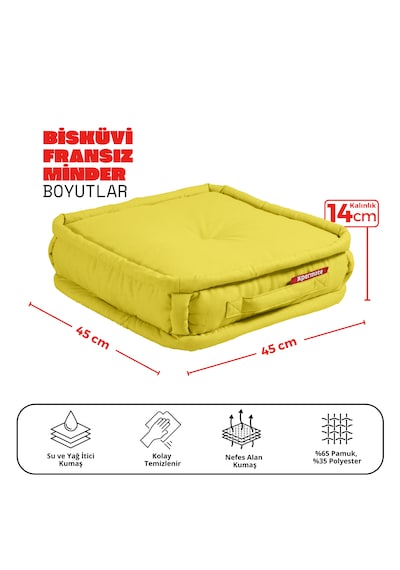 Xpermate Bisküvi Minder Petek Önü Fransız 45x45x14 Sarı