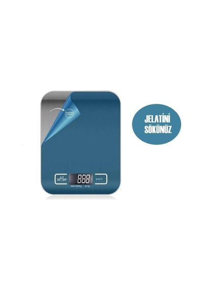 Platin Mutfak Terazisi Dijital Tartı Hassas Lcd Ekranlı 5 Kg Pil Hediyeli Gümüş