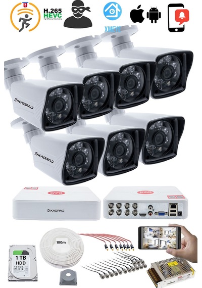 7 Kameralı Güvenlik Kamerası Seti - Kdj-7s-6al-kk-p-v1