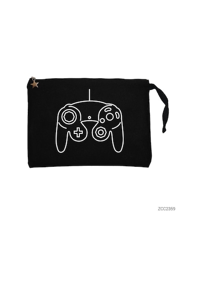Zepplin Giyim Gamepad Siyah Clutch Astarlı Cüzdan / El Çantası