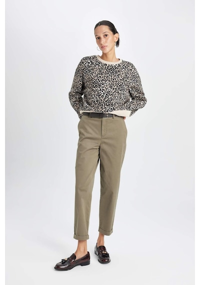 DeFacto Carrot Fit Kemerli Gabardin Pantolon Cepli Yüksek Bel Düz Paça D7413AX25SMKH260