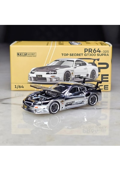 Pop Race Top Secret Gt300 Supra Silver Chrome 325 1/64
