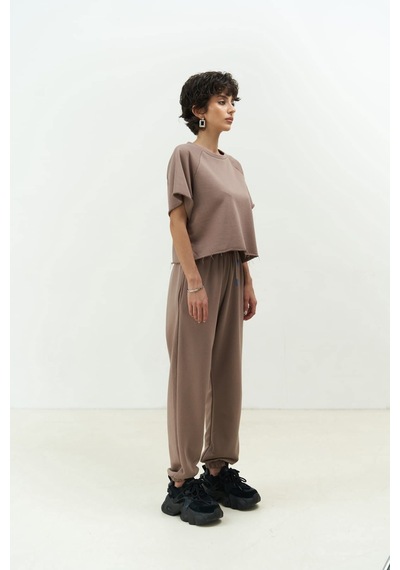 Mai Collection Mai Studios Co. Vero Boz Gri Crop Eşofman Takım Vizon