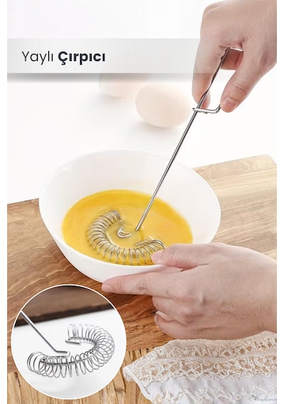 Yaylı Spiral Yumurta Çırpıcı Mikser Ve Krem Karıştırıcı Metal