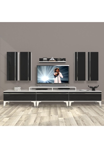 Decoraktiv Ekoflex 8d Mdf Silver Tv Ünitesi Tv Sehpası Beyaz - Siyah