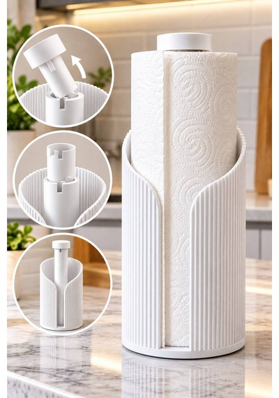 Modern Rulo Peçetelik 3d Tasarım Ürünü Yemek Masası Peçetelik Beyaz Beyaz