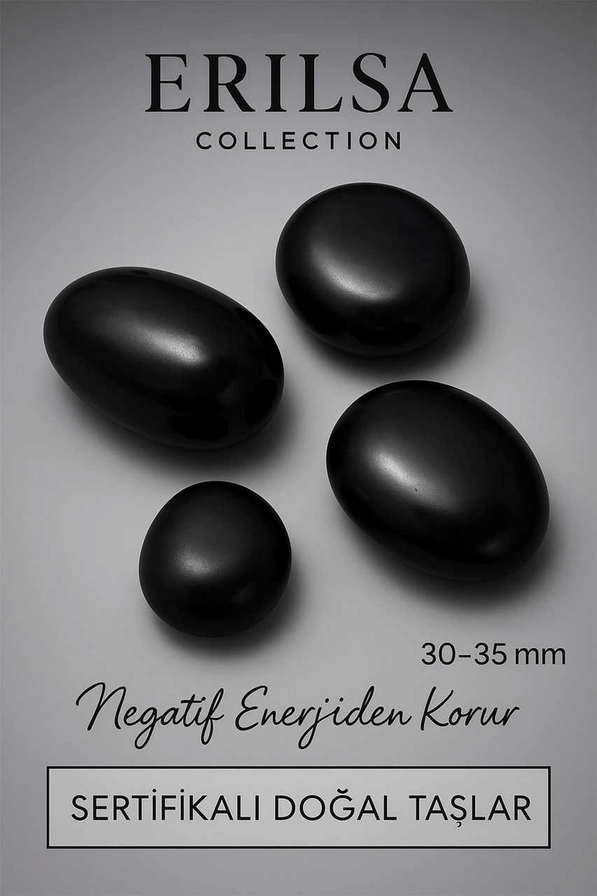 Sertifikalı Siyah Turmalin Taşı Kütle 30 35 Mm Negatif Enerjiye K