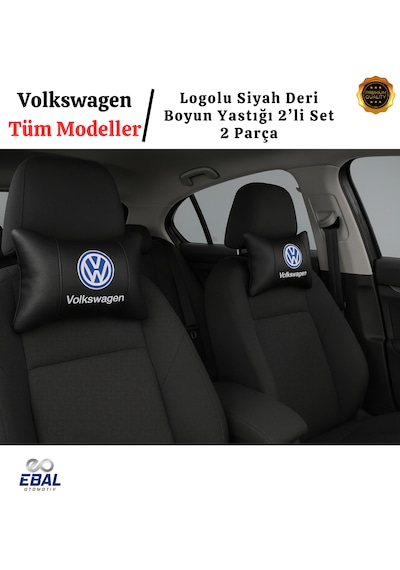 Volkswagen Oto Koltuk Boyun Yastığı 2 Parça Tüm Modeller İçin Uygundur Siyah