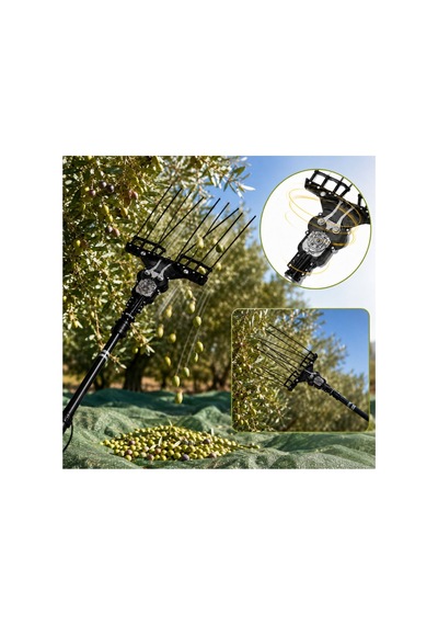 Algaride Olivpowr Master Zeytin Badem Ceviz Hasat Makinesi Paralel Aynı Yönlü Çırpıcı 3,2 Metre Teleskopik 8 Karbon Fiber Çubuk Ayarlanabilir Devir Ve Vuruş