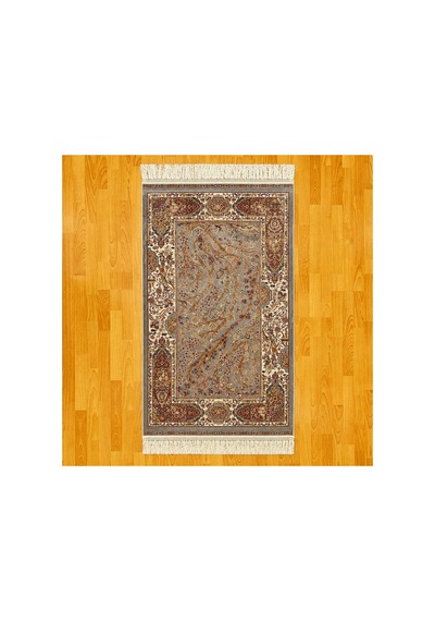 Hayat Ağacı Desenli 90 X150 Cm İpek Halı Gri