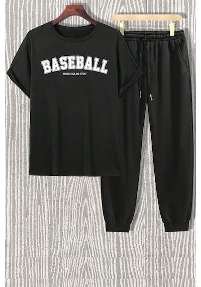 Uyguntarz Unisex Baseball Baskılı Eşofman Takımı Siyah