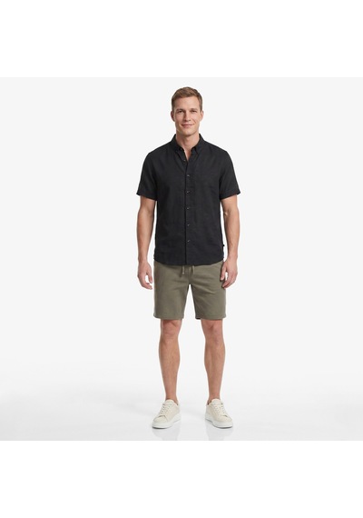 Nautica Erkek Siyah Regular Fit Kısa Kollu Keten Gömlekdüzw65105t