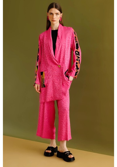 Ghisa Jakar Kumaş Leopar Desenli Pembe Takım 25ygstkm3068 Pembe
