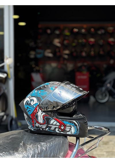 Mts Fullface Kask Ece2206 Sertifikalı Güneş Vizörlü Mavi