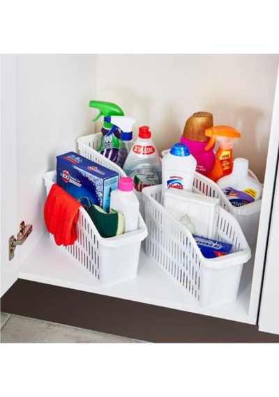 Flosoft 4 Adet Buzdolabı Sepeti, Mutfak Banyo Dolap İçi Düzenleyici Organizer 4 Lü Set 13x30x15cm