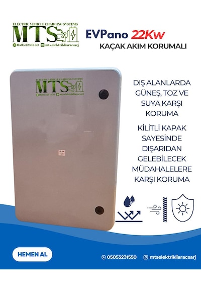 MTSevcharger 22kW Trifaze Schneider Kilitlenebilir Kombinasyon Kutusu Panosu Kaçak Akım Röleli 5x32A IP66 Dış Ortama Uygun