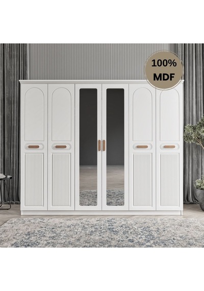 Pera 6 Kapak Mdf Gardırop Beyaz