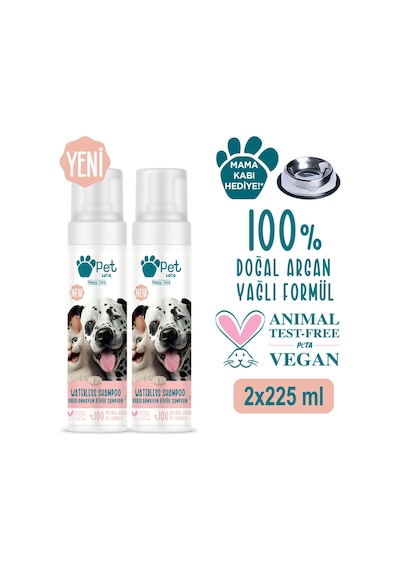 Pet Love Durulanmayan Köpük Şampuan Çilek Doğal Argan Yağlı 2 x 225 ML