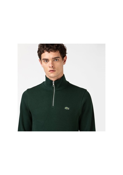 Lacoste Erkek Regular Fit Yarım Fermuarlı Koyu Yeşil Sweatshirt