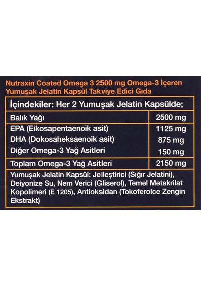 Vitals Ultra Omega-3 2500 Mg 30 Kapsül Takviye Edici Gıda 2 Paketi