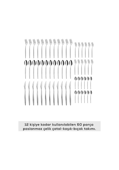 Karaca  Lizbon Platin 12 Kişilik 60 Parça Çatal Kaşık Bıçak Takımı