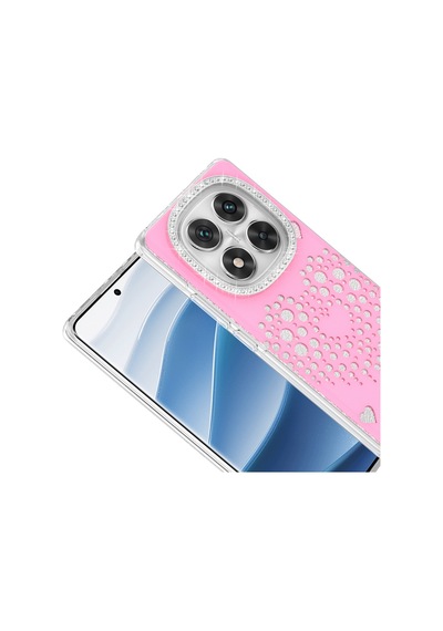 Maks Technology Redmi Note 14 Pro 4g Kılıf Damla Taşlı Mkst Rivas Sert Pc Kapak - Pembe