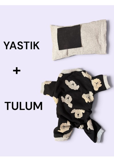 Doggy Köpek Uyku Takımı Pamuklu Penye Köpek Tulumu Ve Mini Yastık Küçük Irklar İçin Tüy Dökülmesini Siyah 2XL