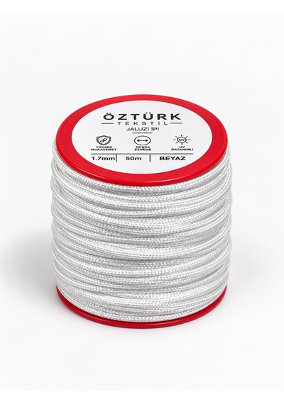 1.7 Mm Jaluzi, Stor Ve Katlamalı Perde İpi 50 Metre Polyester Beyaz