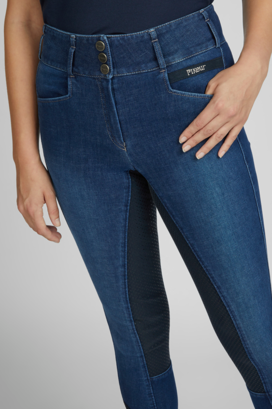 Pikeur Candela Duragrip Jeans, Yüksek Bel Kadın Binici Pantolon Mavi