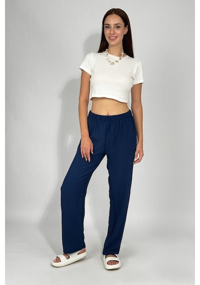 Kadın Beli Lastikli Ayrobin Eşofman Pantolon Lacivert
