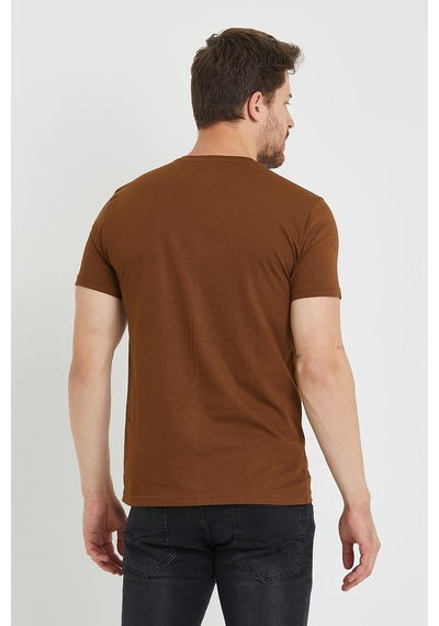 Erkek Baskılı T-shirt Hardal