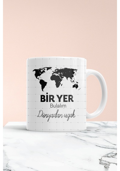 Bir Yer Bulalım Baskılı Kupa Bardak Beyaz