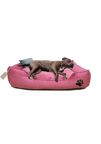 Büyük Irk Köpek Yatağı Ultrasoft Yıkanabilir Yüksek Kaliteli Kumaş Pati İşlemeli - 70 X 90 Cm - Fuşya